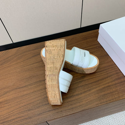 DIOR 25S DWAY WEDGE SLIDE 90 MM IN WHITE CALFSKIN mysite