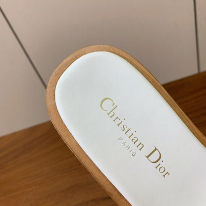 DIOR 25S DWAY WEDGE SLIDE 90 MM IN WHITE CALFSKIN mysite