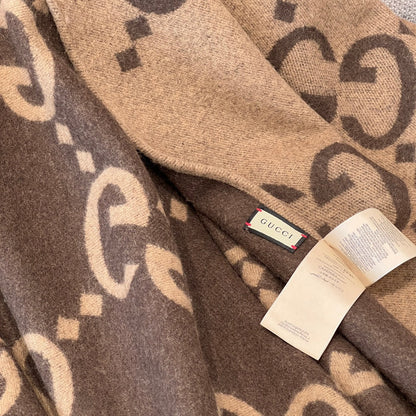 PONCHO 200 CM IN CHOCOLATE BROWN MONOGRAM CASHMERE 405021 mysite