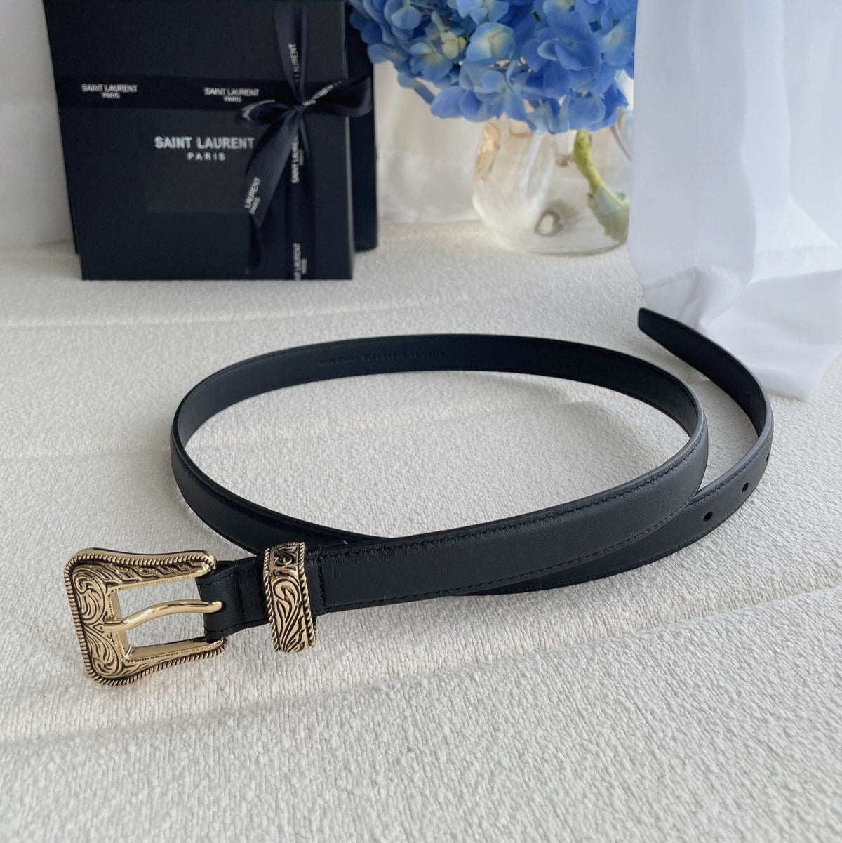 YSL 25S BELT 20 MM IN BLACK CALFSKIN 571486 mysite