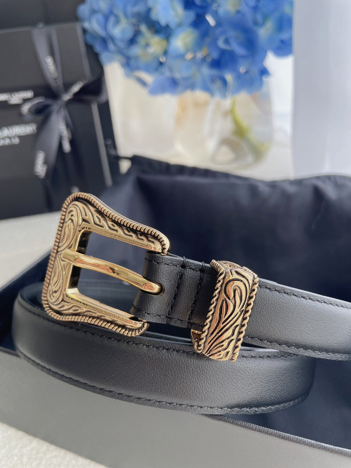 YSL 25S BELT 20 MM IN BLACK CALFSKIN 571486 mysite