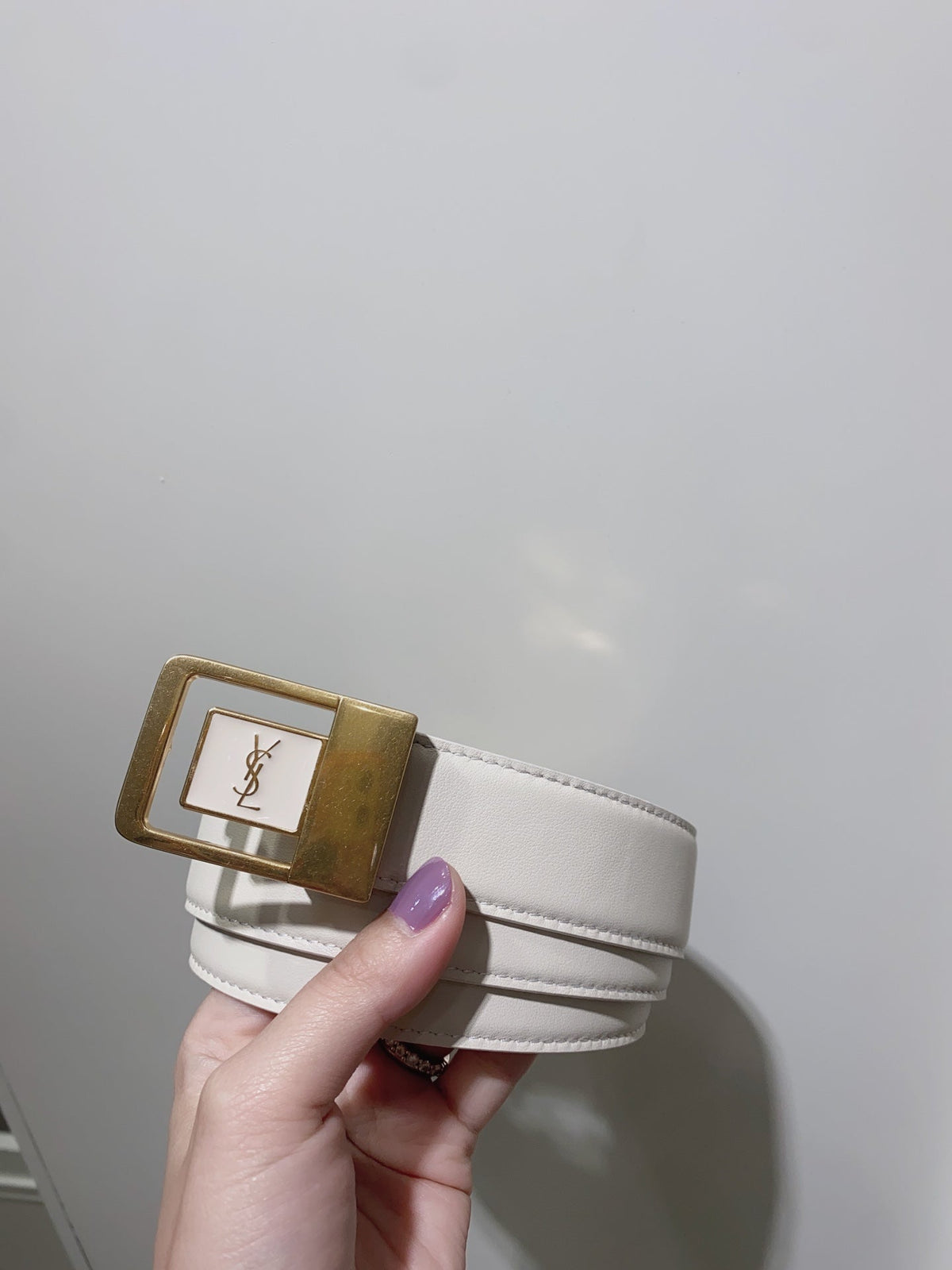 YSL 25S BELT 30 MM IN CREAM WHITE CALFSKIN 520626 mysite