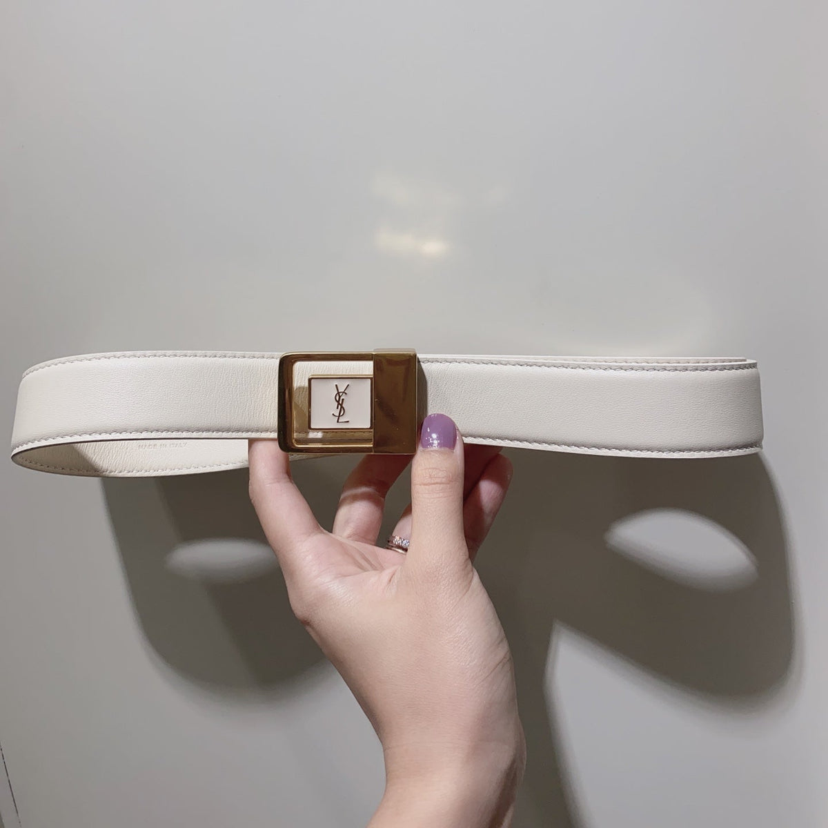 YSL 25S BELT 30 MM IN CREAM WHITE CALFSKIN 520626 mysite