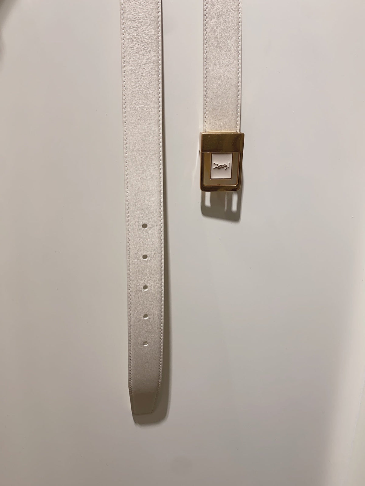 YSL 25S BELT 30 MM IN CREAM WHITE CALFSKIN 520626 mysite