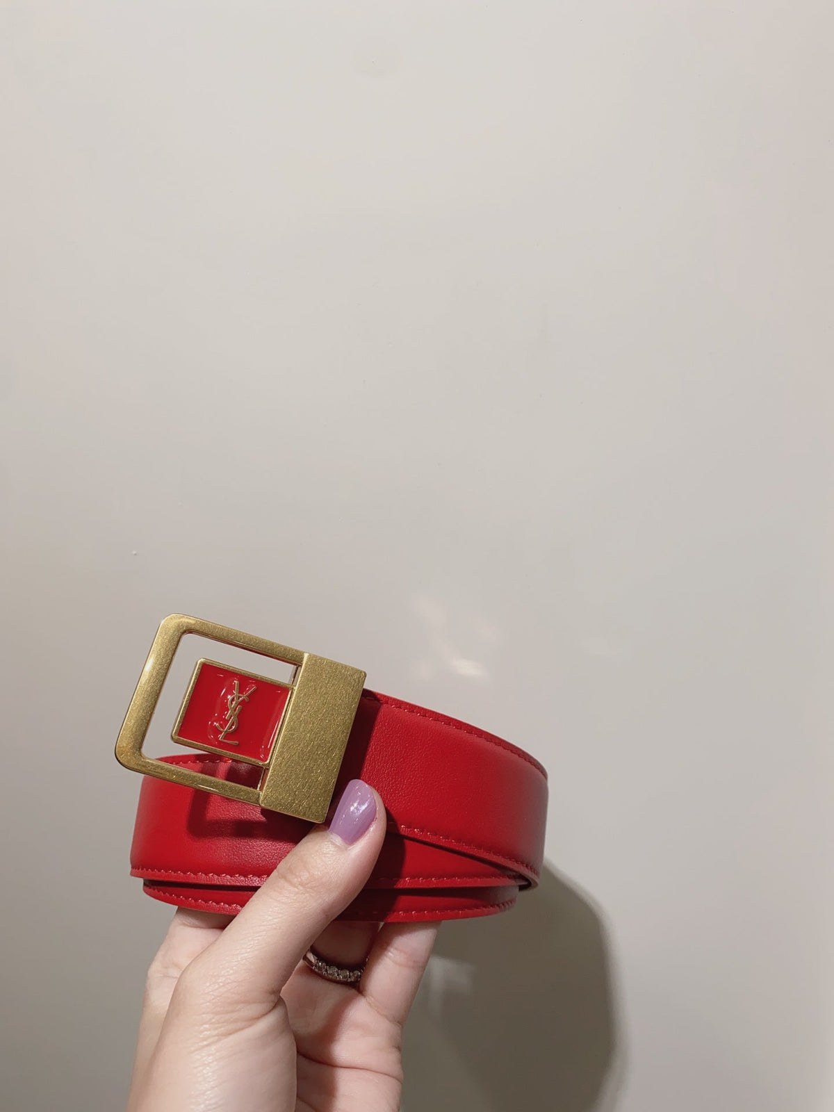 YSL 25S BELT 30 MM IN RED CALFSKIN 520628 mysite