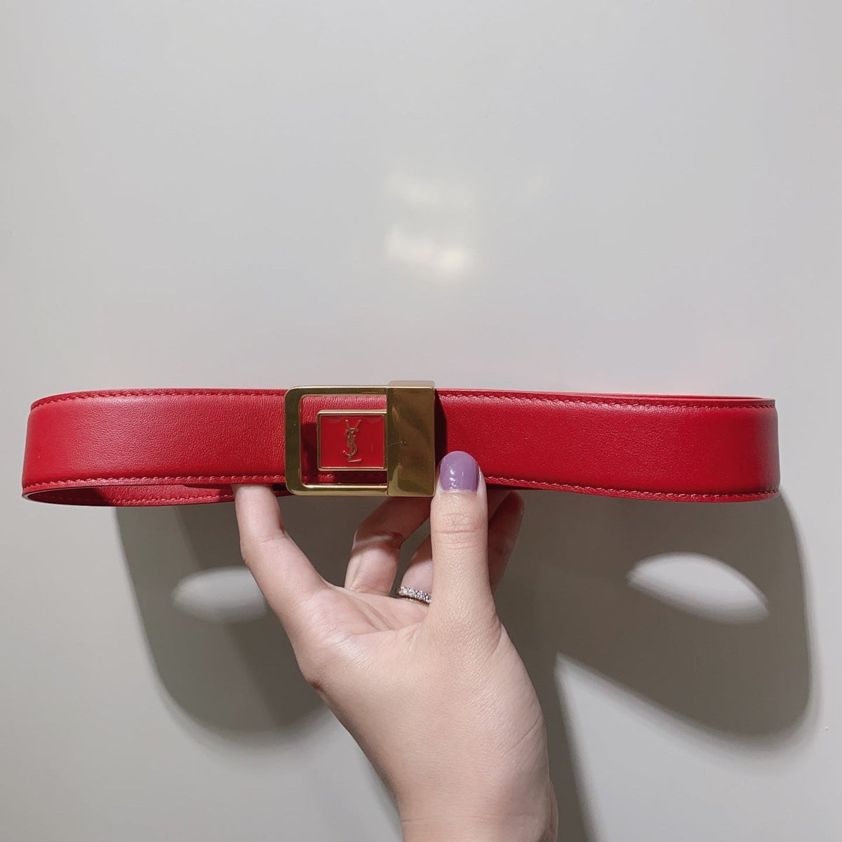 YSL 25S BELT 30 MM IN RED CALFSKIN 520628 mysite