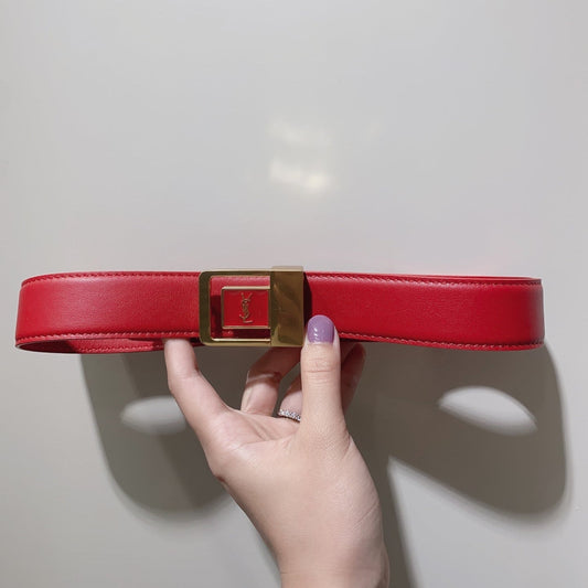 YSL 25S BELT 30 MM IN RED CALFSKIN 520628 mysite
