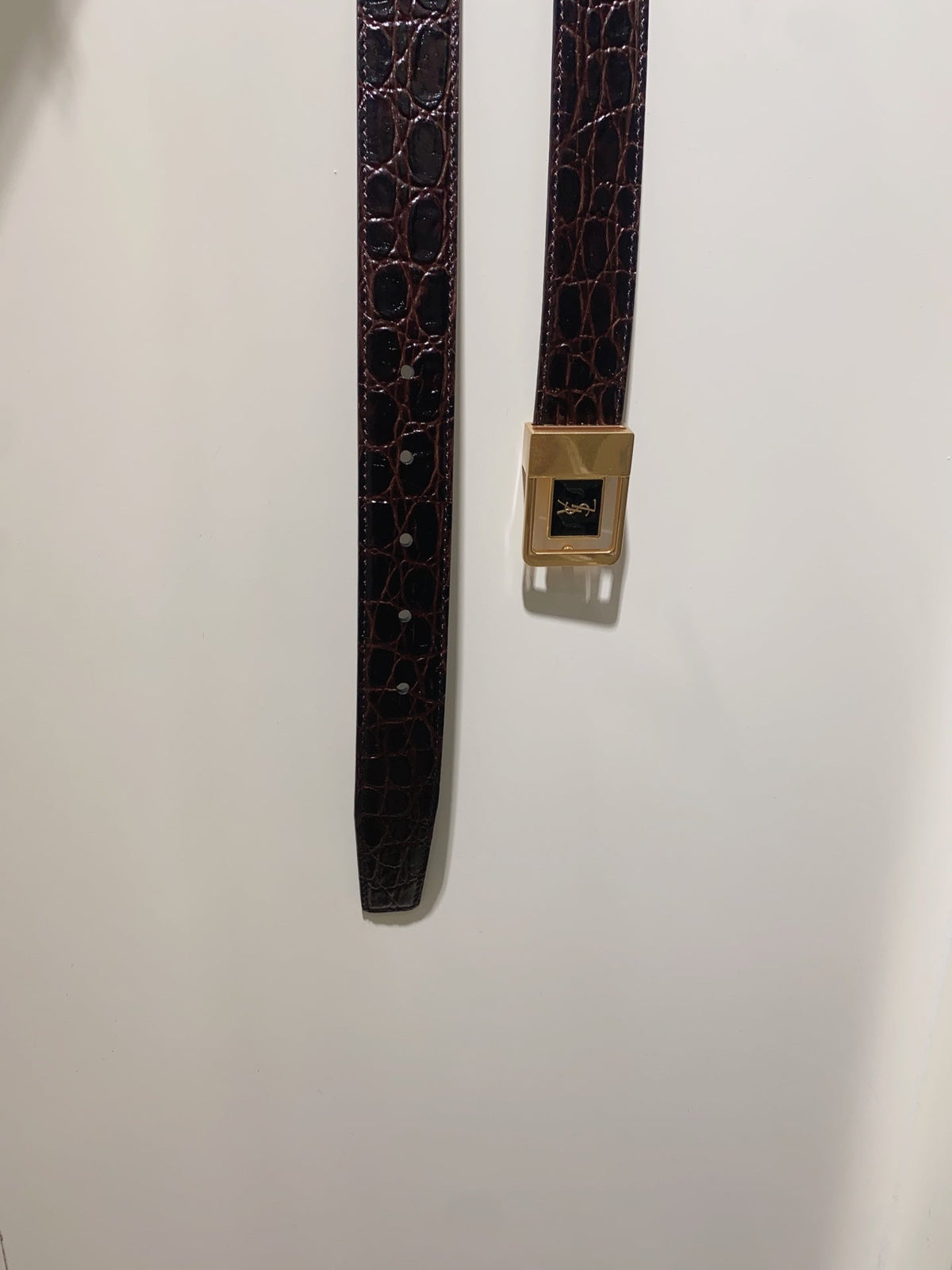 YSL 25S BELT 30 MM IN DARK BROWN EMBOSSED CALFSKIN 520632 mysite