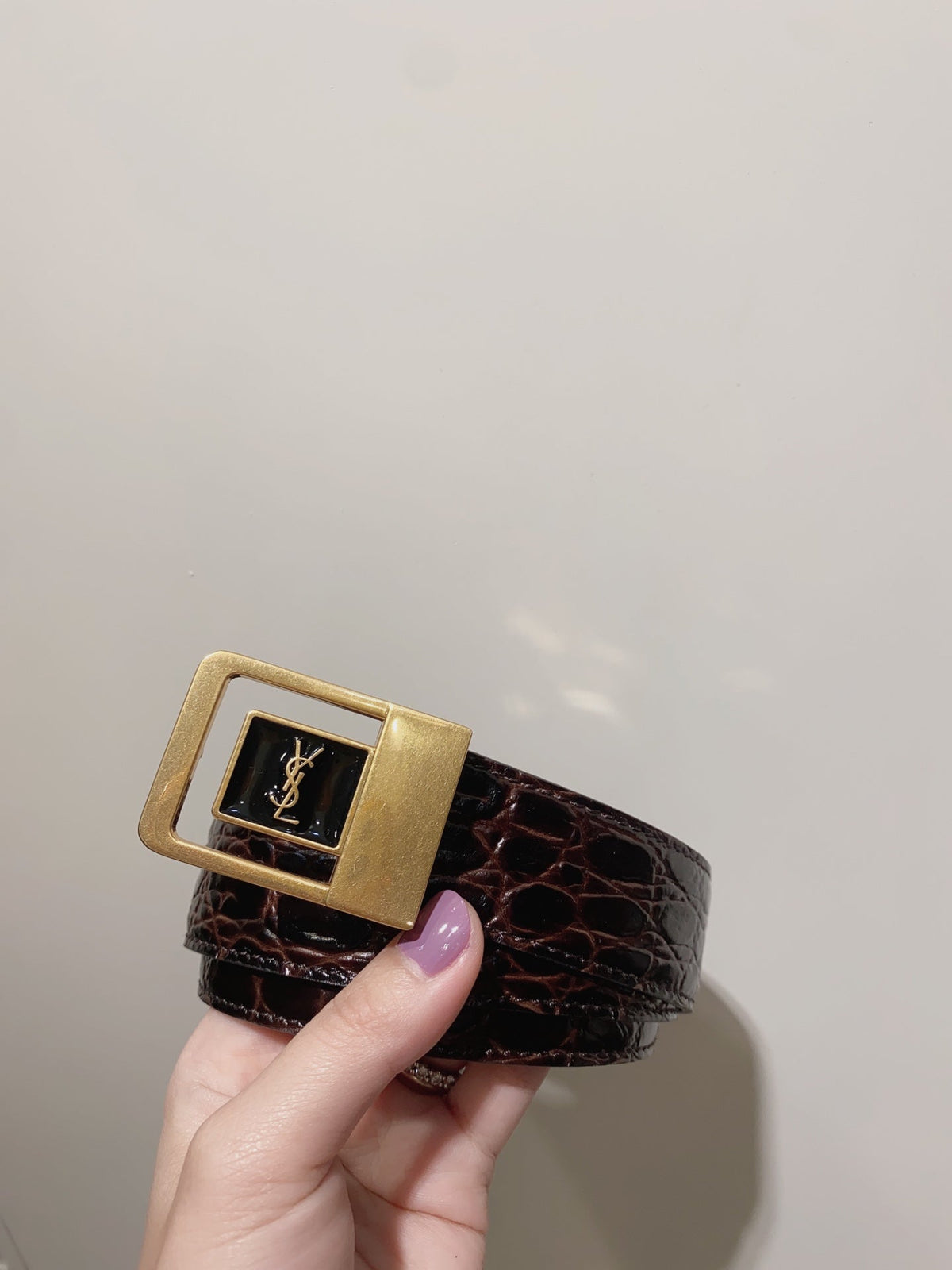 YSL 25S BELT 30 MM IN DARK BROWN EMBOSSED CALFSKIN 520632 mysite