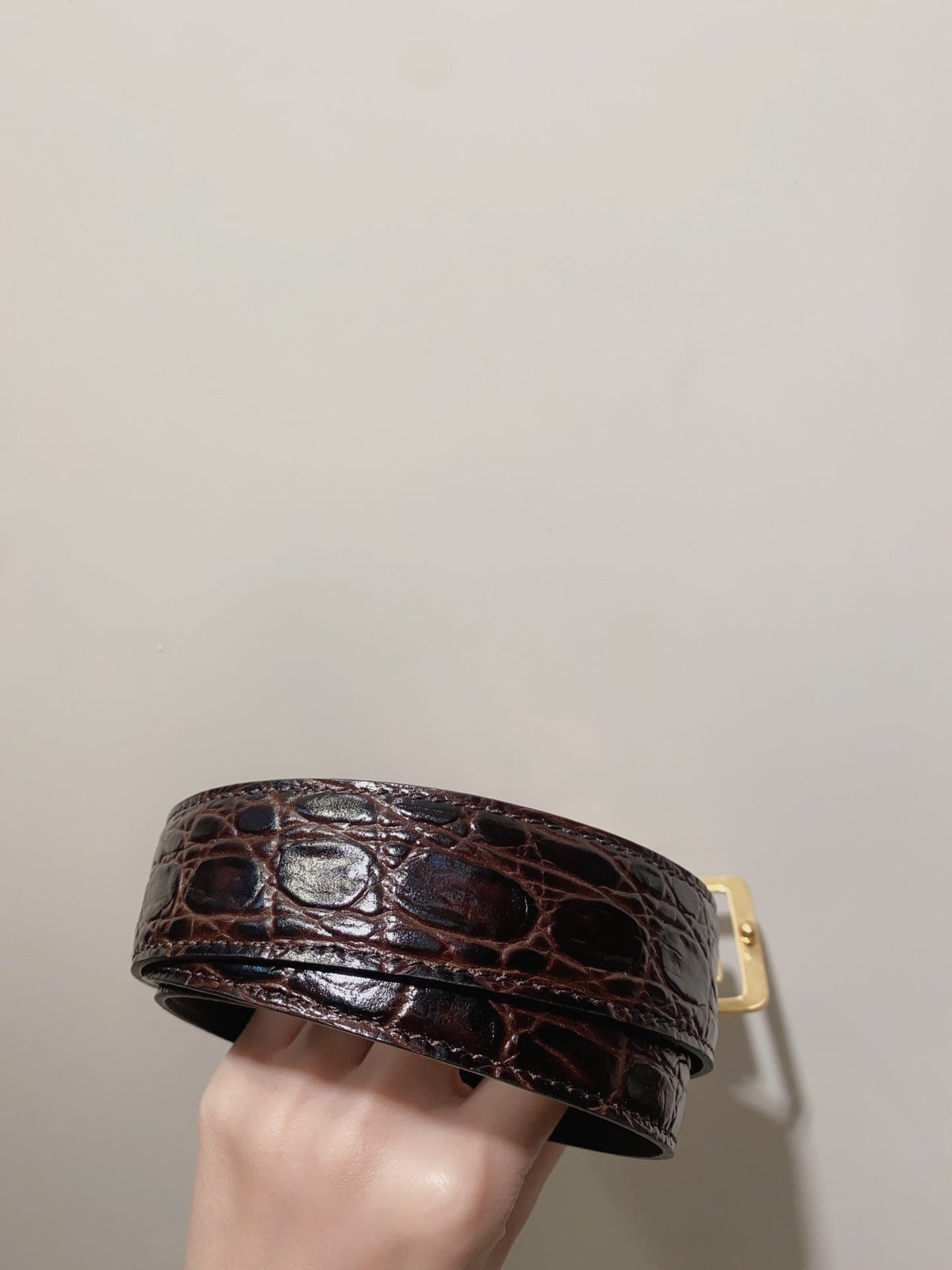 YSL 25S BELT 30 MM IN DARK BROWN EMBOSSED CALFSKIN 520632 mysite