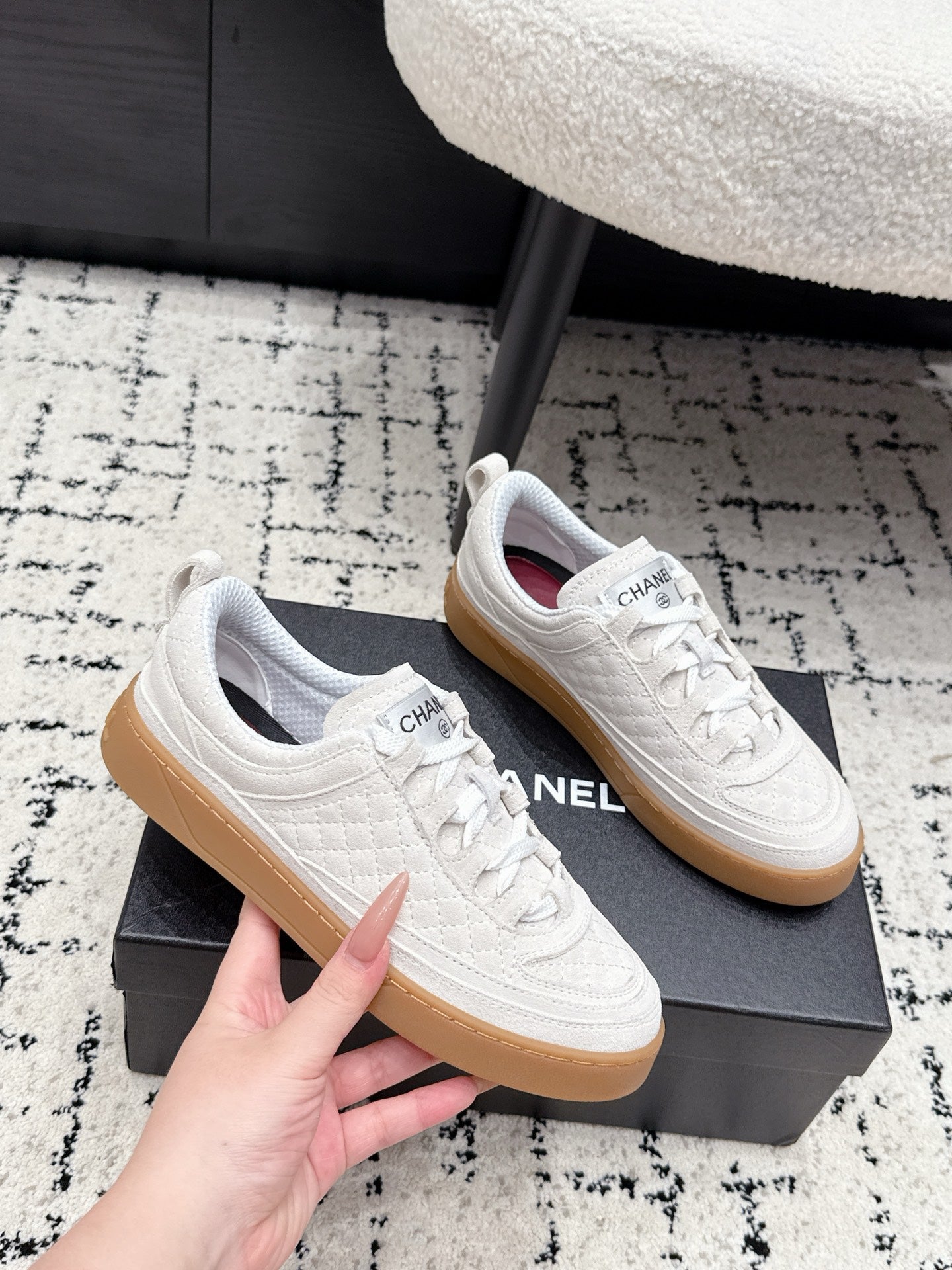 CHANEL 26S QUILTED SNEAKERS IN WHITE SUEDE mysite