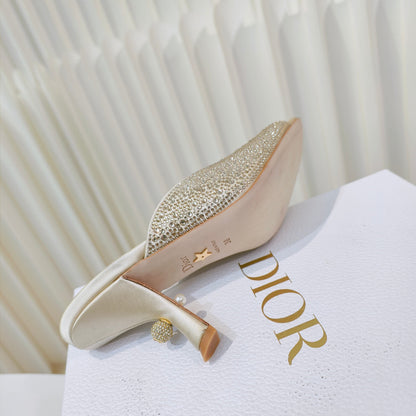 EMBELLISHED HIGH HEEL SLIDES 25S IN LIGHT BEIGE SATIN AND CALFSKIN mysite