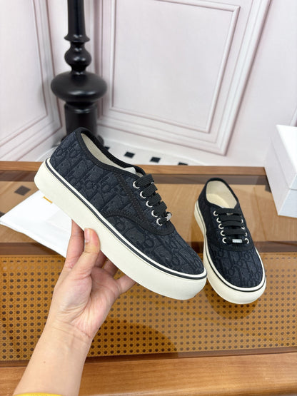 26S LOW TOP SNEAKERS IN BLACK OBLIQUE CANVAS WITH RUBBER SOLE mysite
