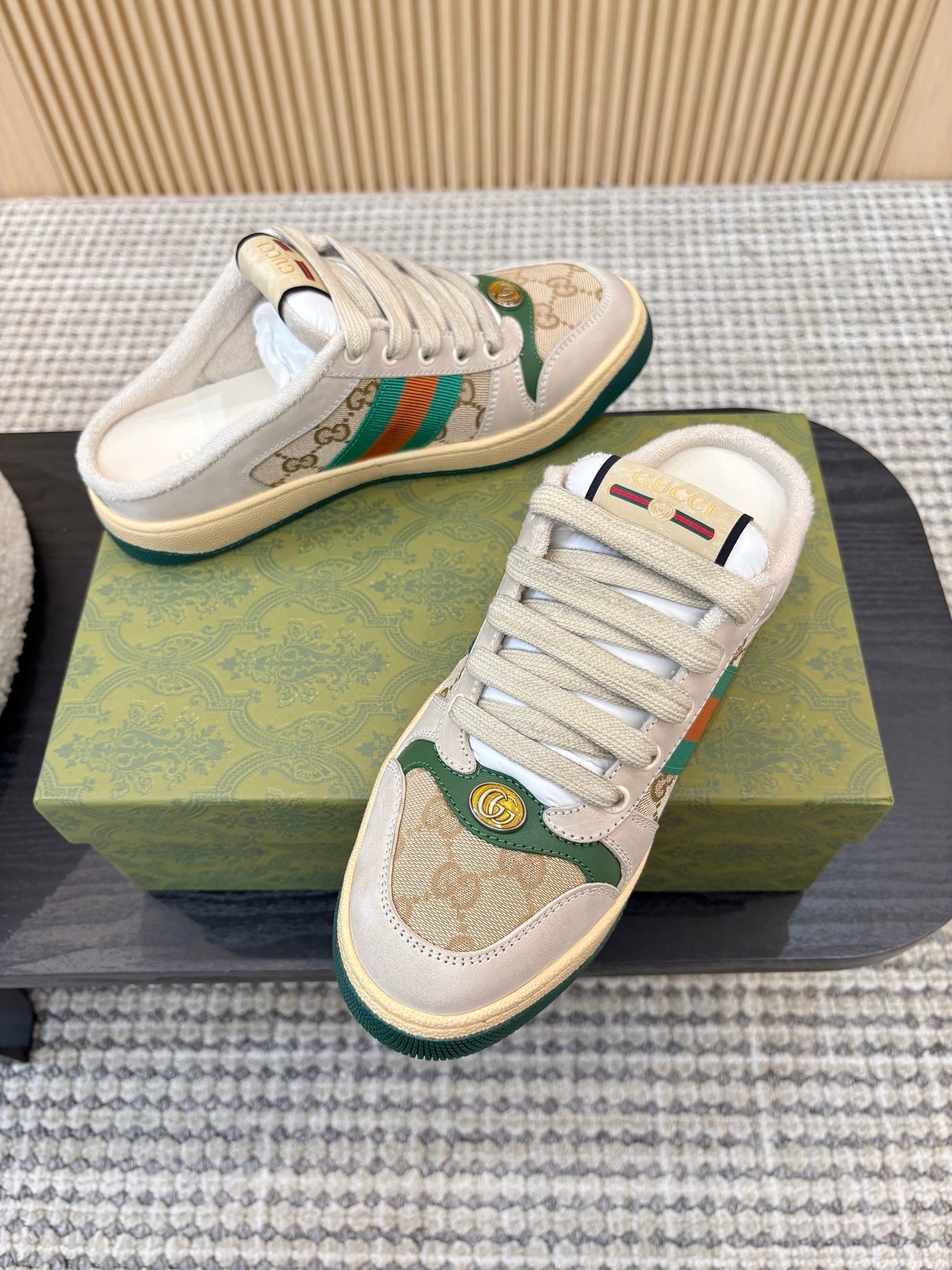 26S BACKLESS SNEAKERS IN BEIGE CANVAS AND LEATHER mysite