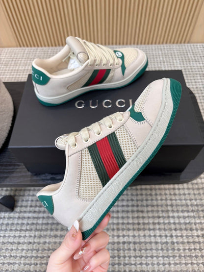 26S MESH SNEAKERS IN LIGHT BEIGE AND GREEN LEATHER mysite