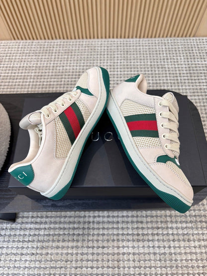 26S MESH SNEAKERS IN LIGHT BEIGE AND GREEN LEATHER mysite