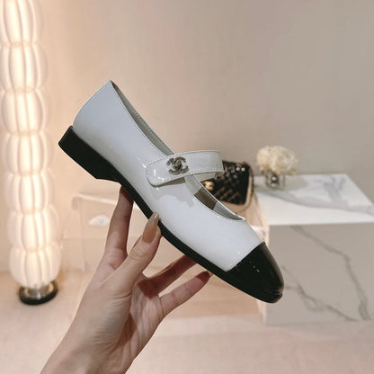 mary jane flat white black patent calfskin mysite
