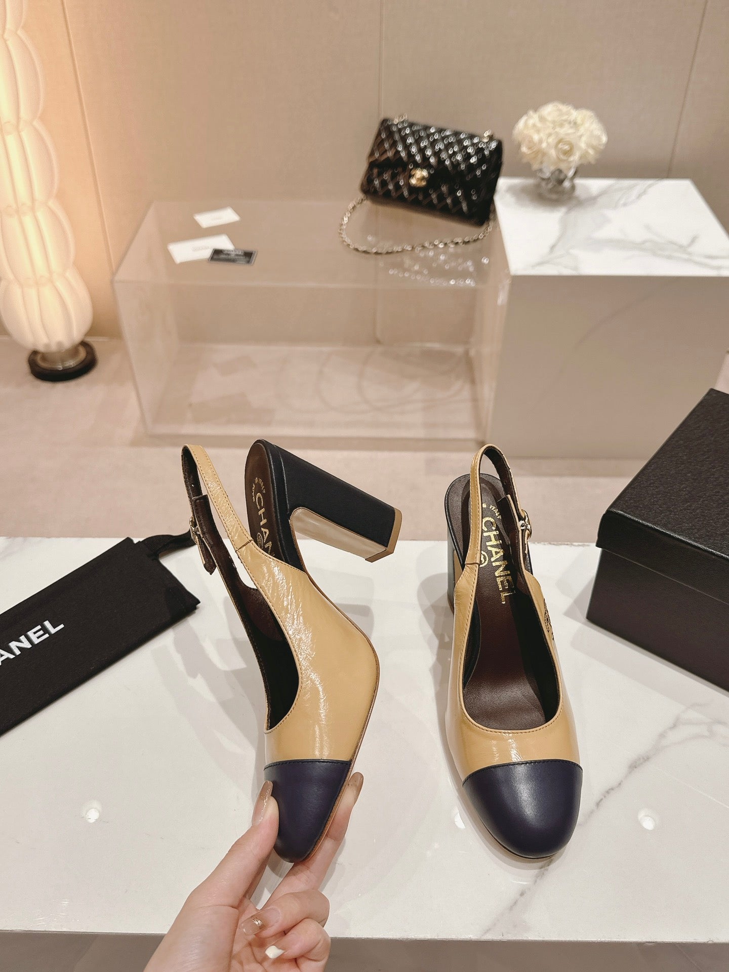 HIGH SLINGBACKS PEANUT BROWN MIX BLACK SHEEPSKIN mysite