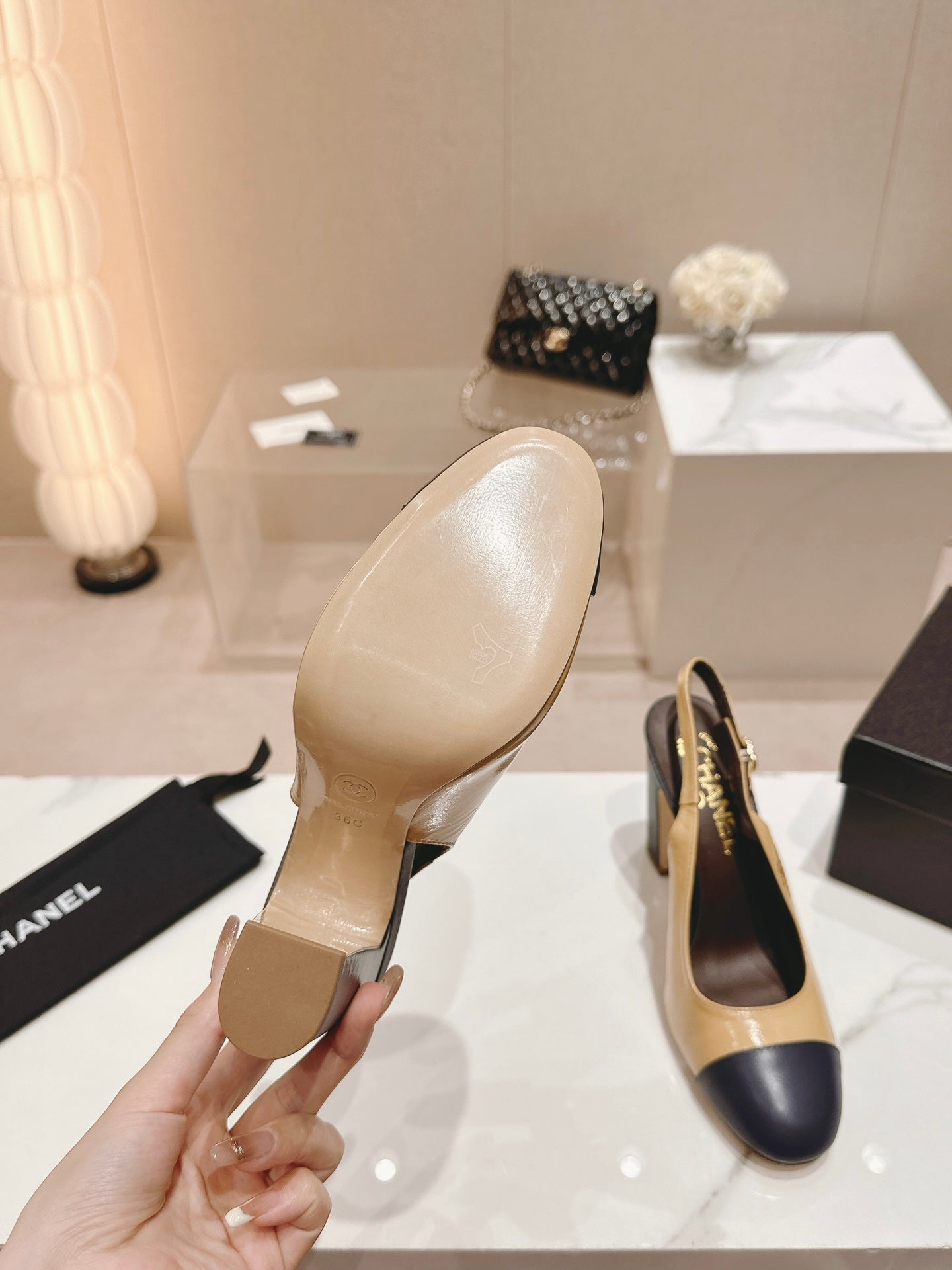 HIGH SLINGBACKS PEANUT BROWN MIX BLACK SHEEPSKIN mysite