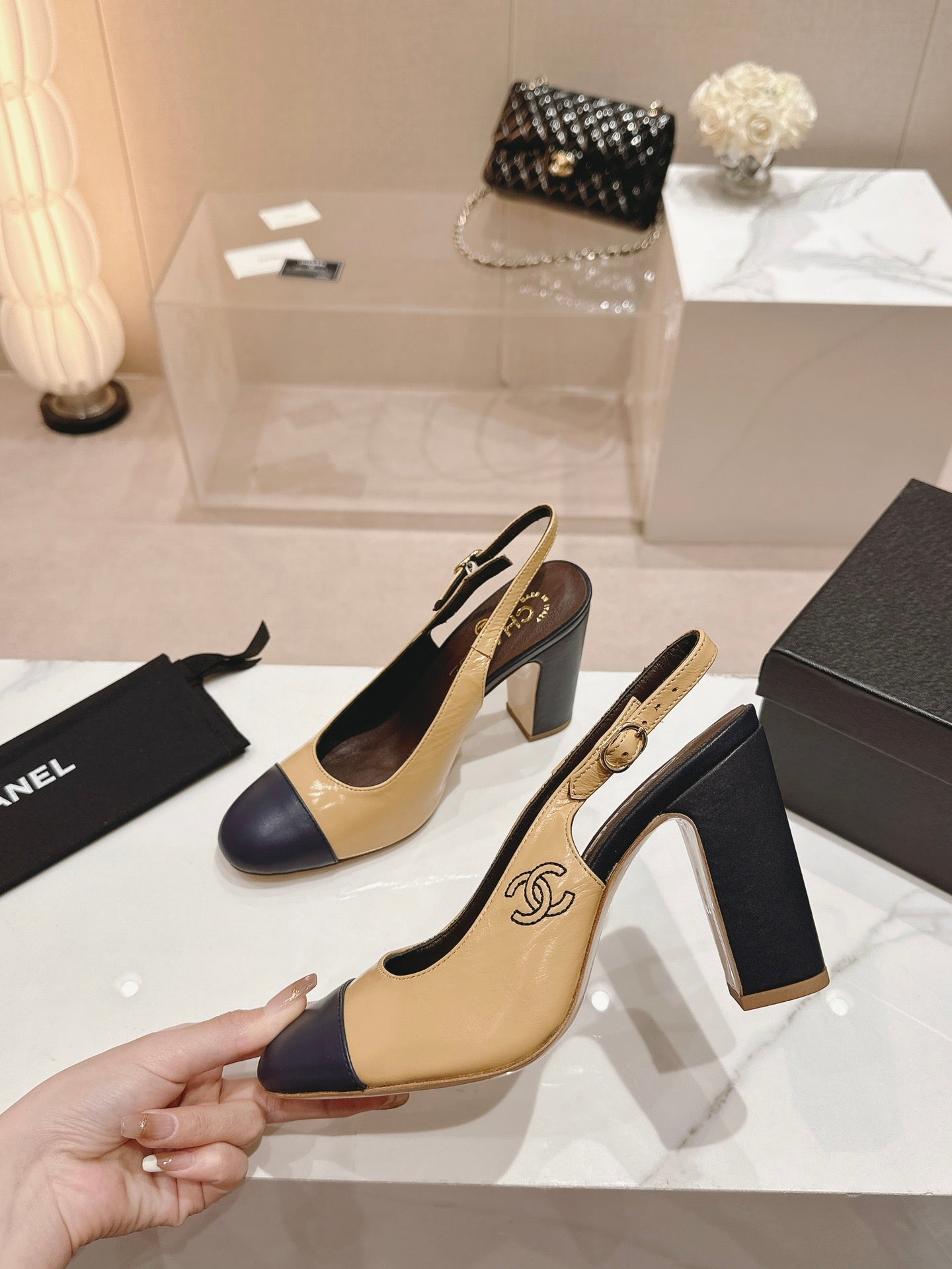 HIGH SLINGBACKS PEANUT BROWN MIX BLACK SHEEPSKIN mysite
