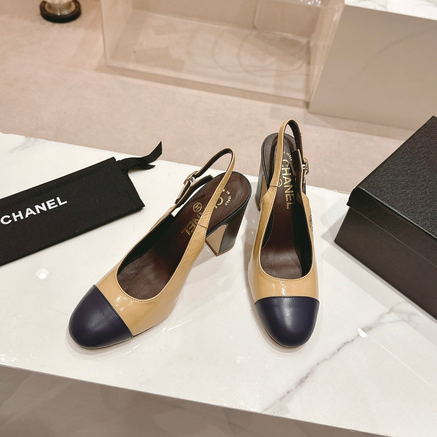 HIGH SLINGBACKS PEANUT BROWN MIX BLACK SHEEPSKIN mysite