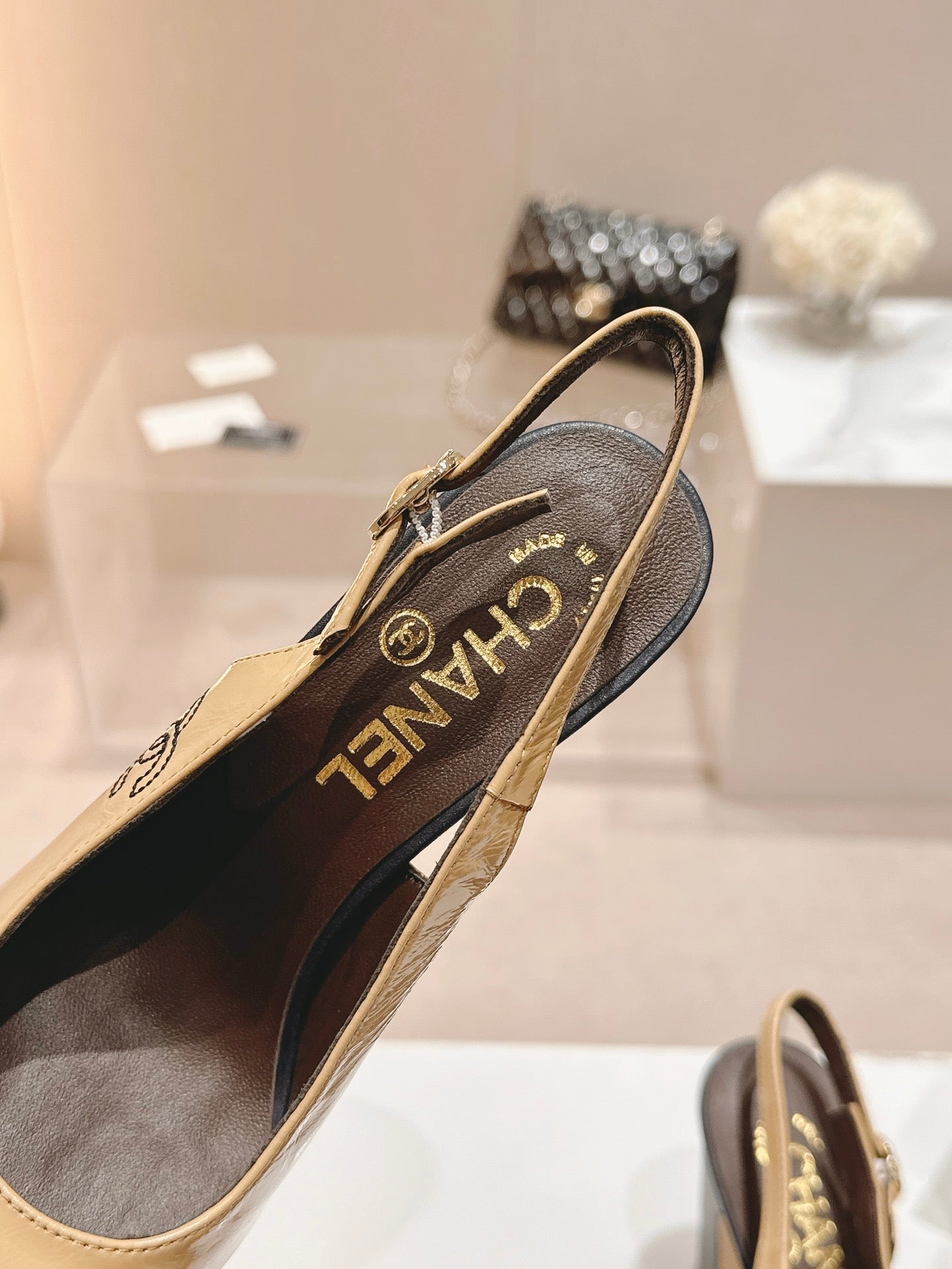 HIGH SLINGBACKS PEANUT BROWN MIX BLACK SHEEPSKIN mysite