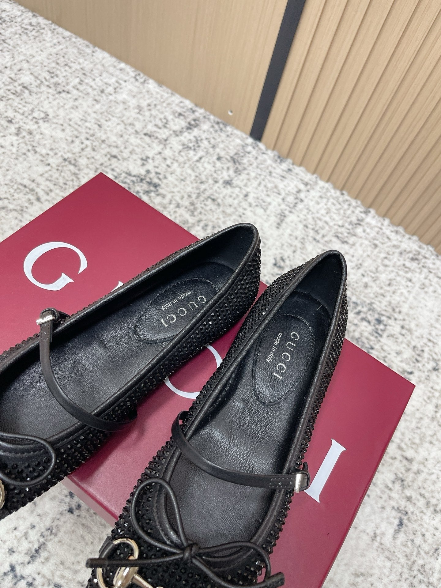 GUCCI 26S BALLET FLATS IN BLACK SUEDE WITH CRYSTALS mysite