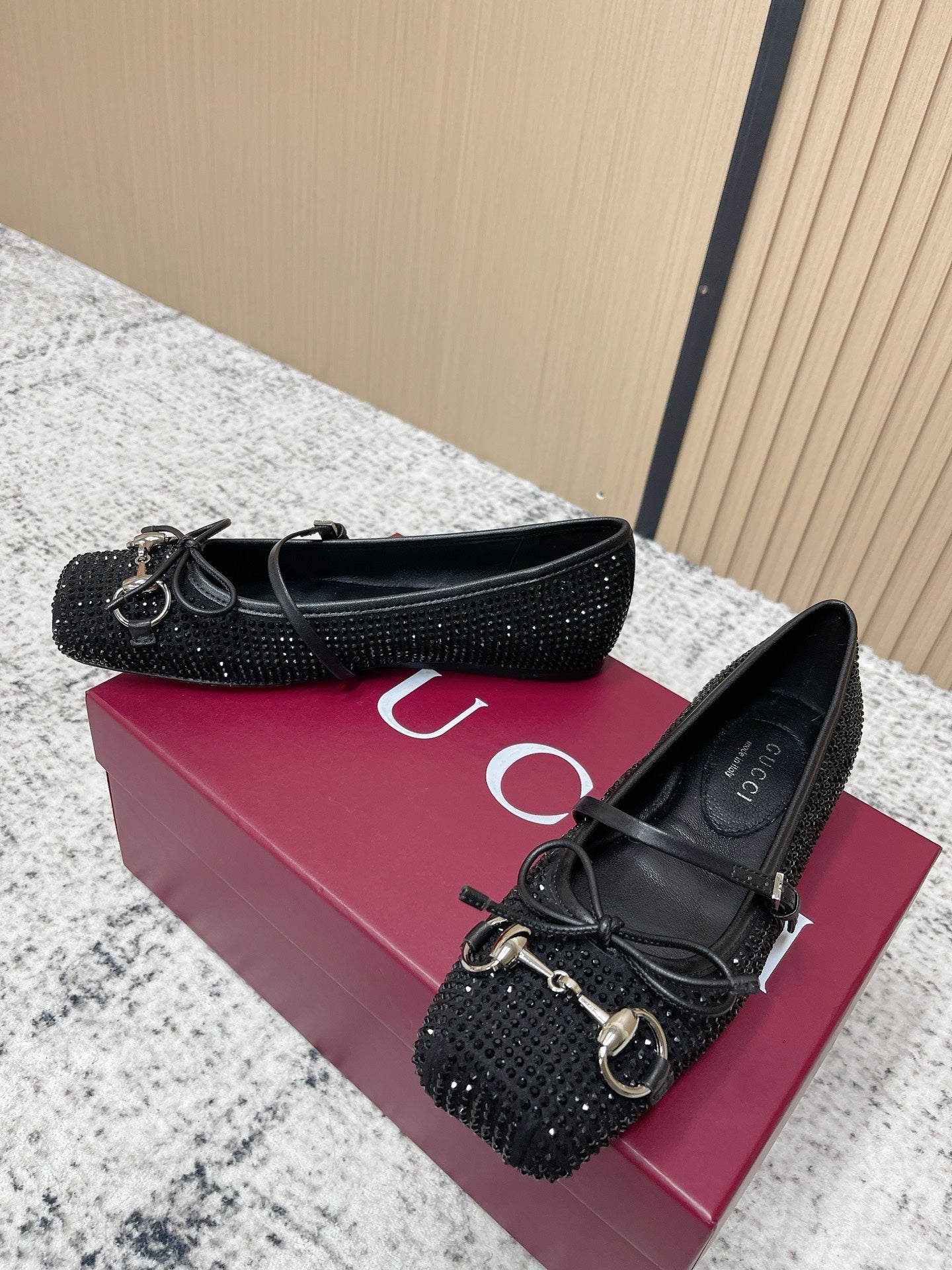 GUCCI 26S BALLET FLATS IN BLACK SUEDE WITH CRYSTALS mysite
