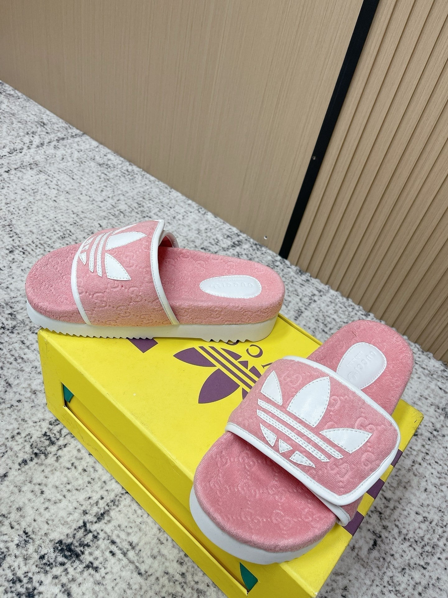 26S PLATFORM SLIDE SANDALS IN LIGHT PINK FABRIC mysite