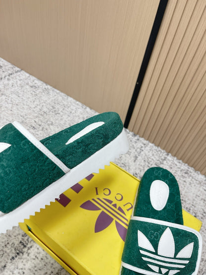 26S PLATFORM SLIDE SANDALS IN GREEN FABRIC mysite