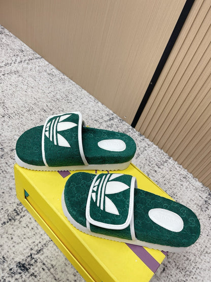 26S PLATFORM SLIDE SANDALS IN GREEN FABRIC mysite