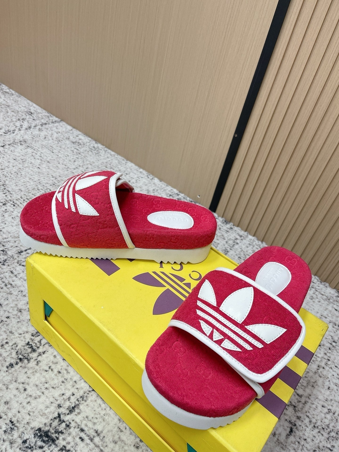 26S PLATFORM SLIDE SANDALS IN RED FABRIC mysite