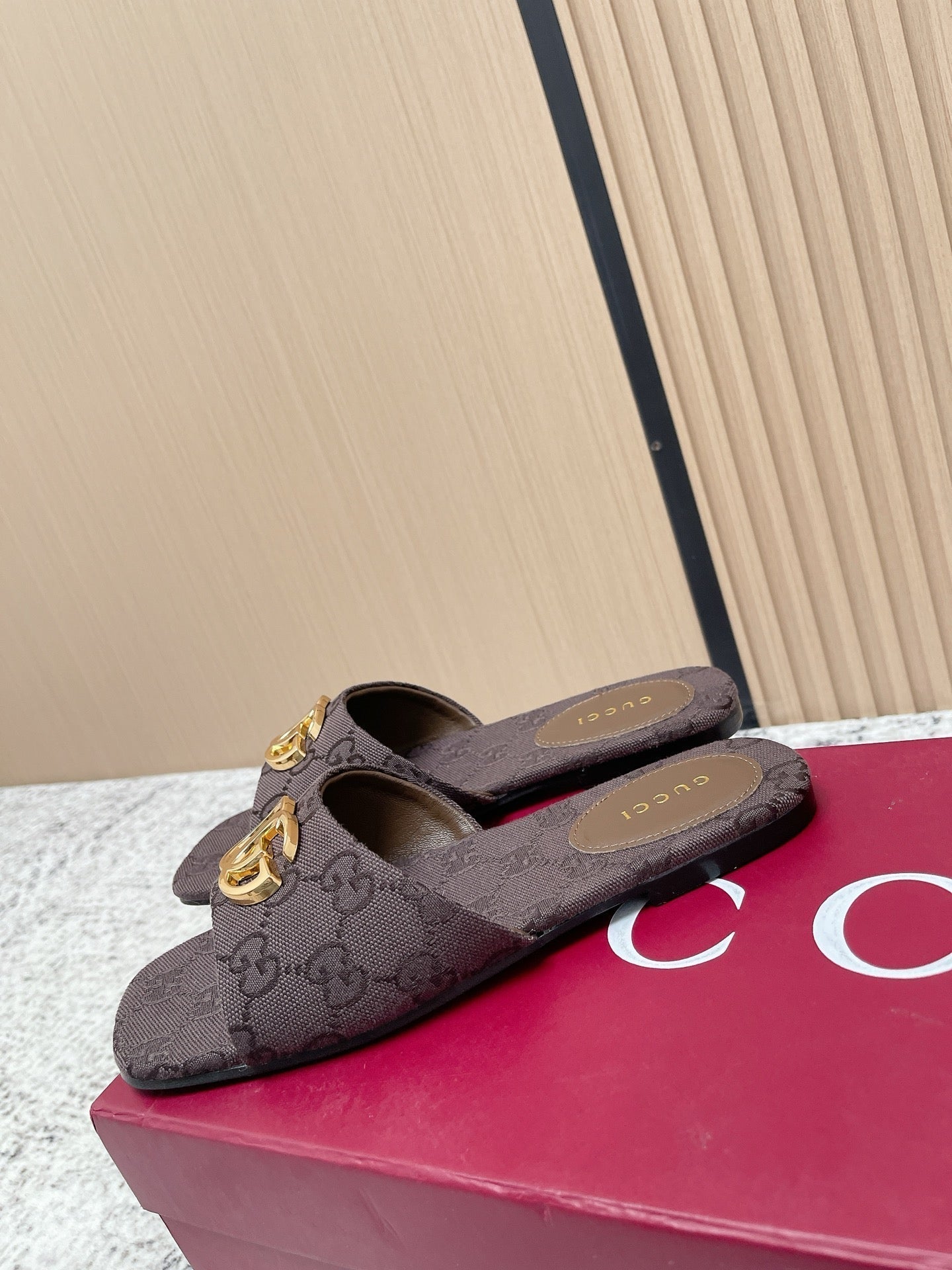 26S SLIDE SANDAL IN DARK BROWN CANVAS mysite