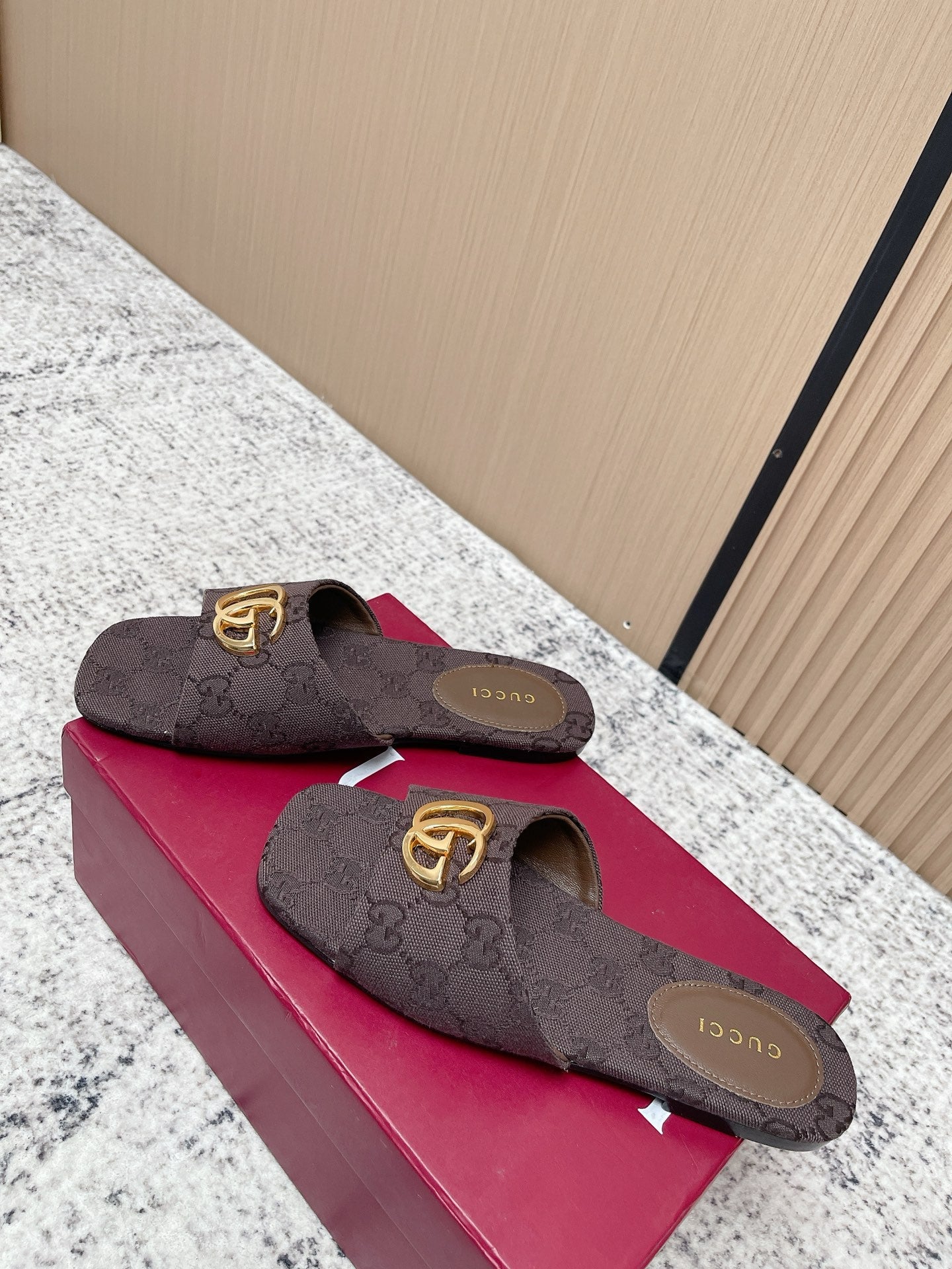 26S SLIDE SANDAL IN DARK BROWN CANVAS mysite