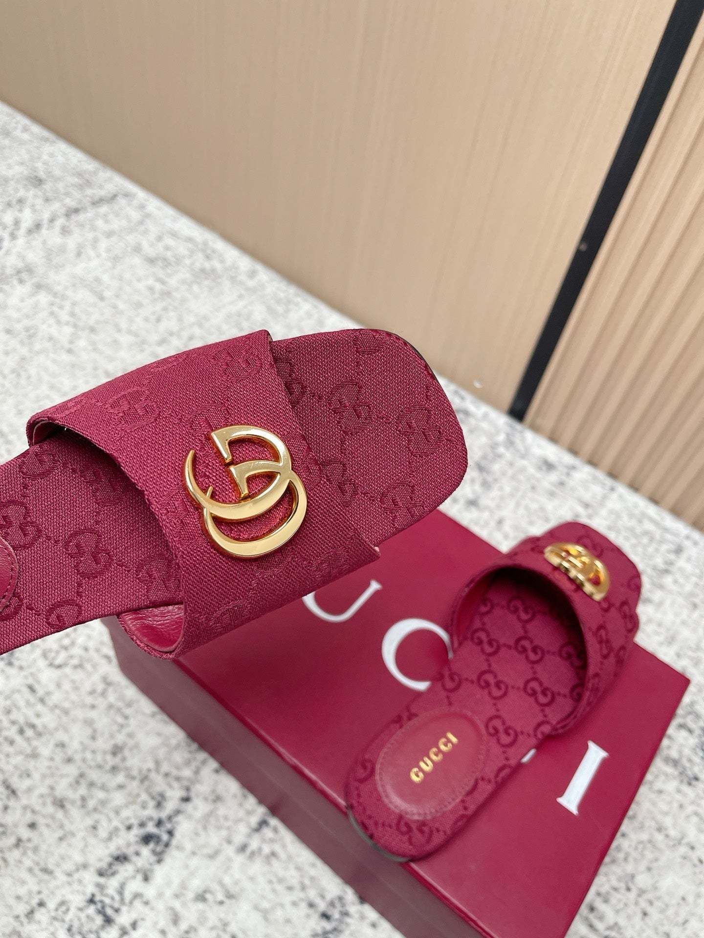 26S SLIDE SANDAL IN DARK RED CANVAS mysite
