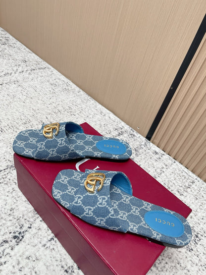 26S SLIDE SANDAL IN BLUE DENIM mysite