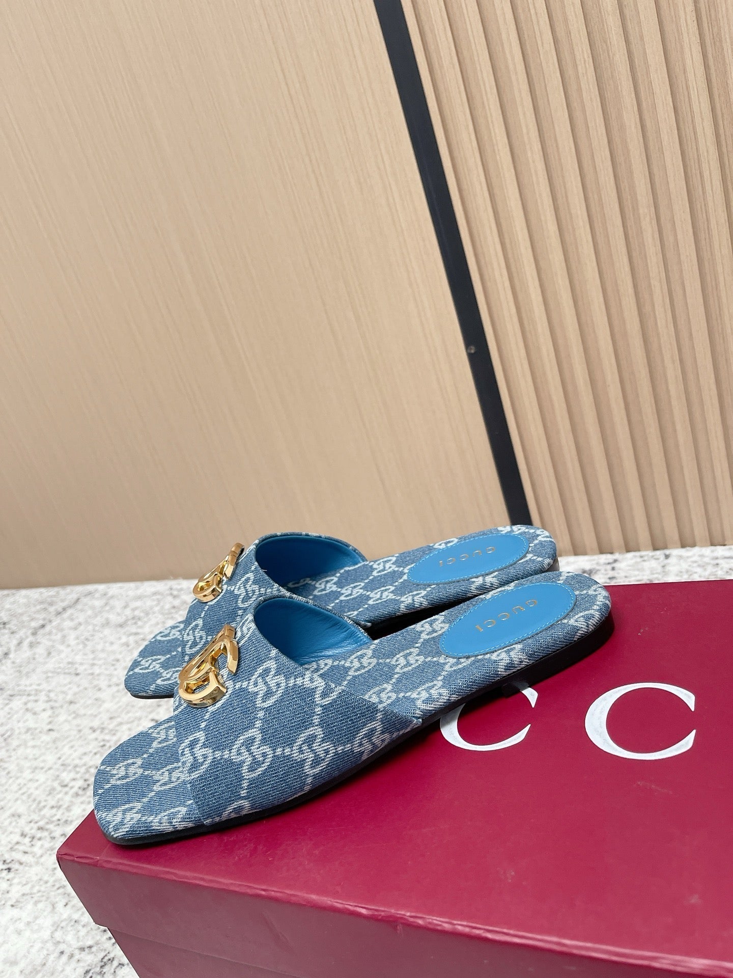 26S SLIDE SANDAL IN BLUE DENIM mysite