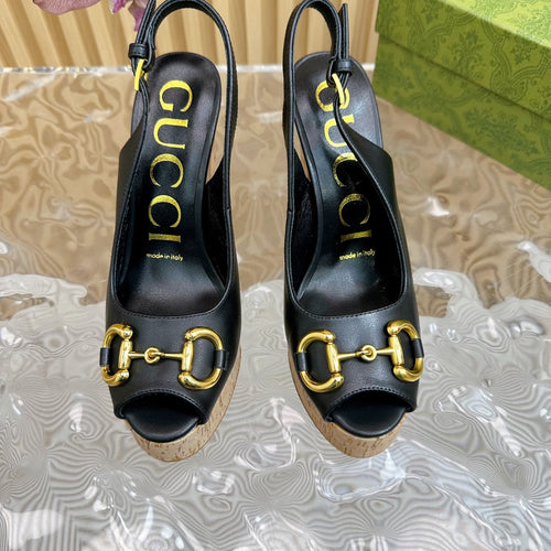 GG SANDAL WITH PLATFORM AND CLAMP BLACK LAMBSKIN mysite