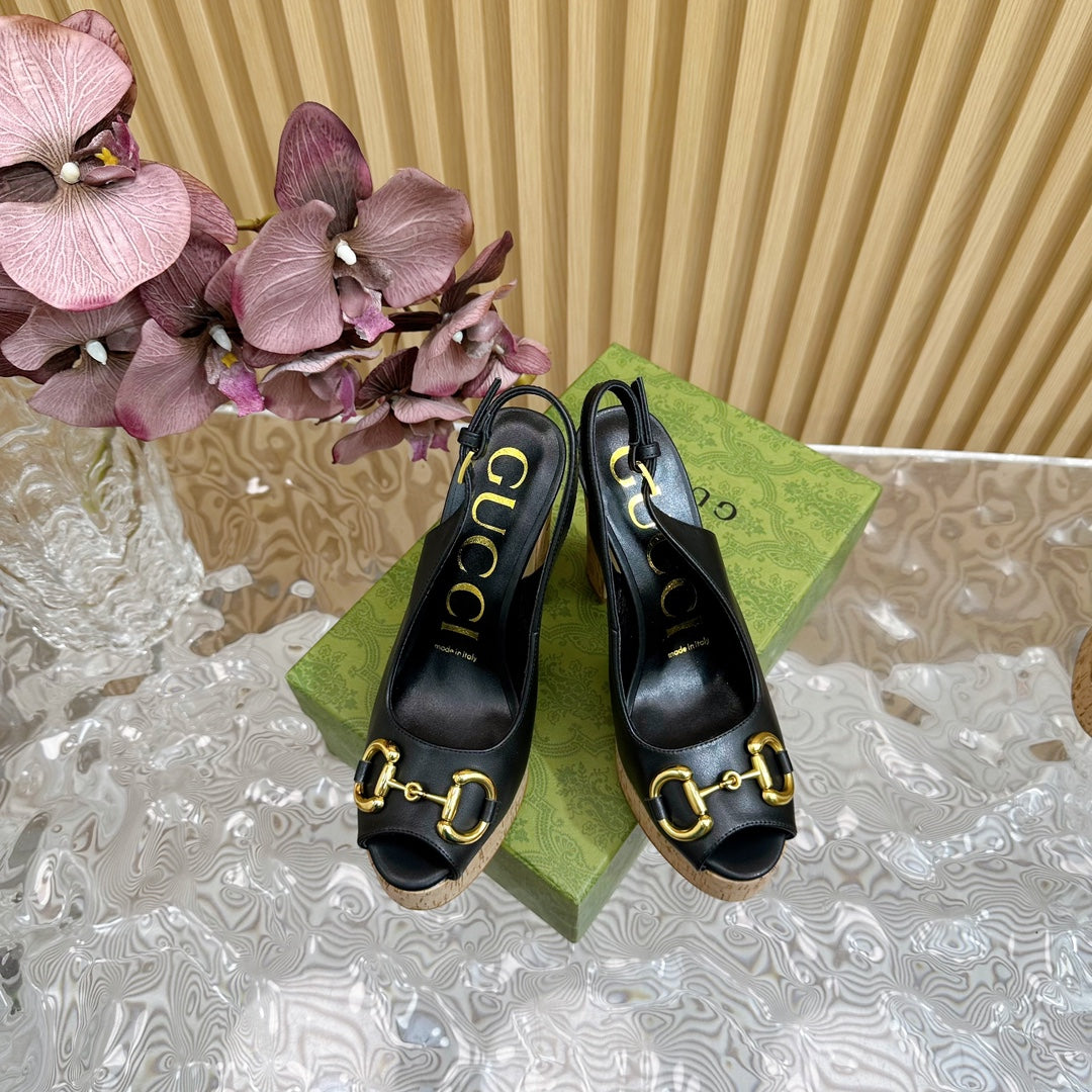 GG SANDAL WITH PLATFORM AND CLAMP BLACK LAMBSKIN mysite