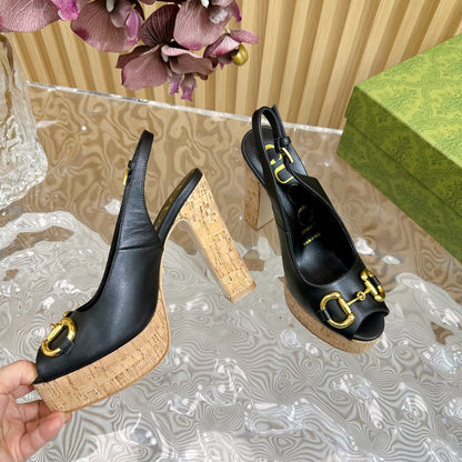 GG SANDAL WITH PLATFORM AND CLAMP BLACK LAMBSKIN mysite