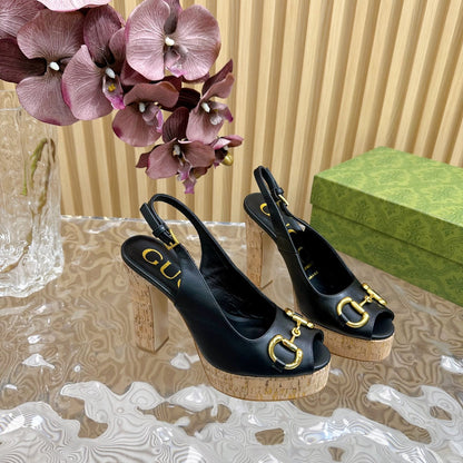 GG SANDAL WITH PLATFORM AND CLAMP BLACK LAMBSKIN mysite