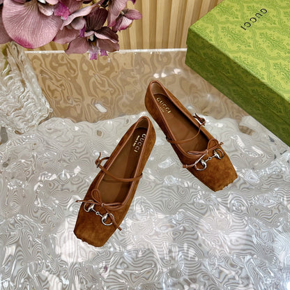 BALLET FLAT IN BRONZE BROWN SUEDE WITH SILVER HARDWARE mysite