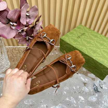 BALLET FLAT IN BRONZE BROWN SUEDE WITH SILVER HARDWARE mysite