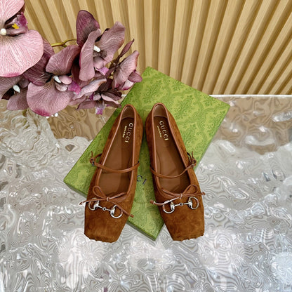 BALLET FLAT IN BRONZE BROWN SUEDE WITH SILVER HARDWARE mysite