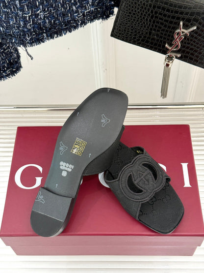 SLIDE SANDALS IN BLACK FABRIC EMBOSSED LOGO STYLE 1 mysite
