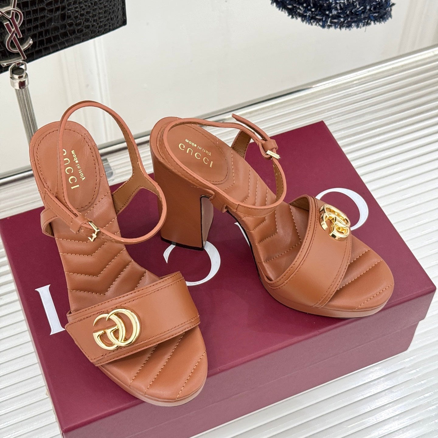26S HIGH-HEELED SANDALS 120 MM IN BROWN CALFSKIN mysite