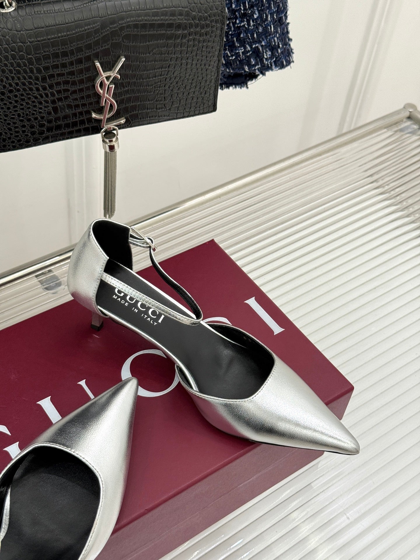 26S HIGH HEELS 55 MM IN SILVER LAMBSKIN mysite