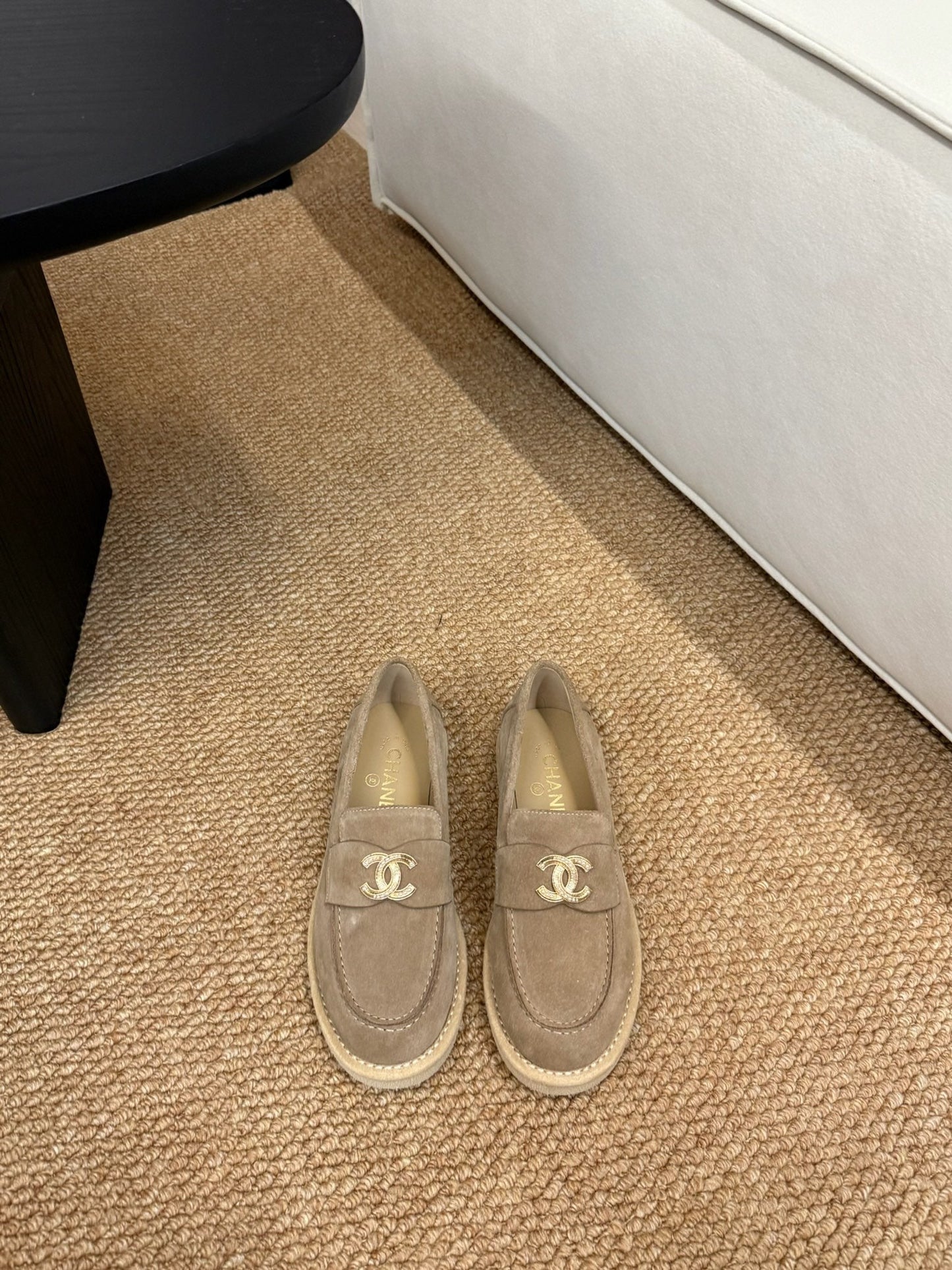 CHANEL 26S LOAFER IN TAUPE BROWN SUEDE CC LOGO mysite