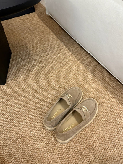 CHANEL 26S LOAFER IN TAUPE BROWN SUEDE CC LOGO mysite