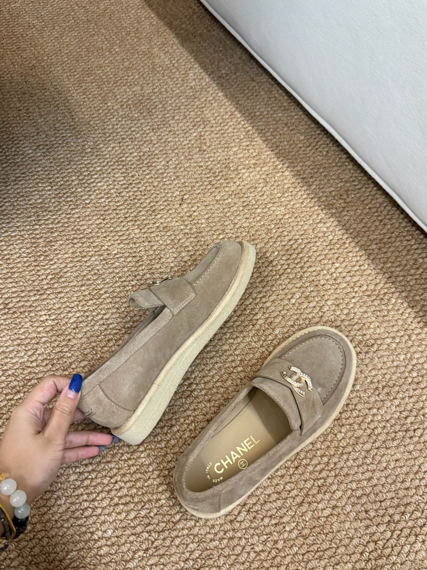 CHANEL 26S LOAFER IN TAUPE BROWN SUEDE CC LOGO mysite